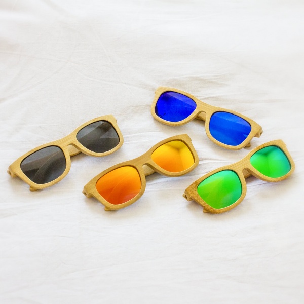 Výpredaj: Bambusové slnečné okuliare s polarizačnými sklami "Turquoise"