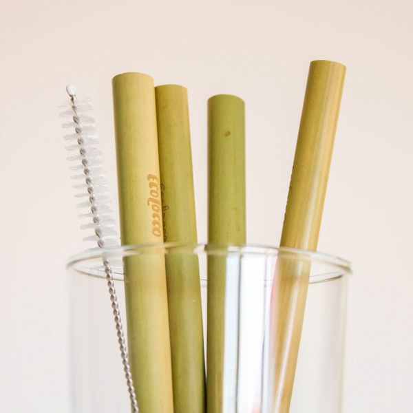 Bambusové slamky – set 4ks s čistiacou kefkou