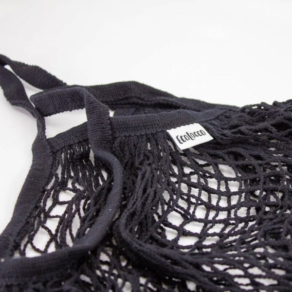 Nákupná EKO bavlnená sieťová taška "sieťovka" – čierna